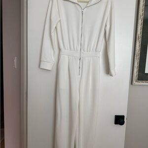 Cream Zip-Front Jumpsuit